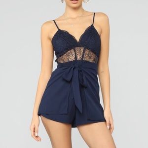navy lace romper